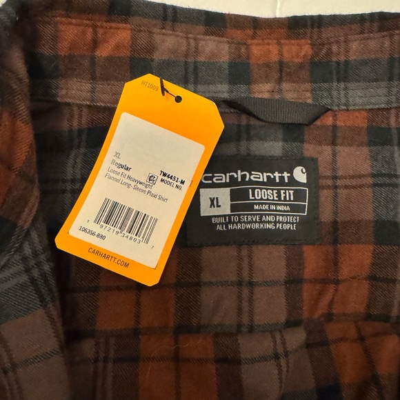 Carhartt brown & orange flannel shirt - Picture 3 of 3